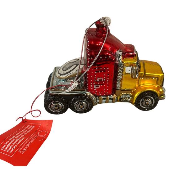 Department 56 Handblown Mercury Glass Jumbo Christmas 'Semi Truck' Ornament-NWT - Picture 2 of 6